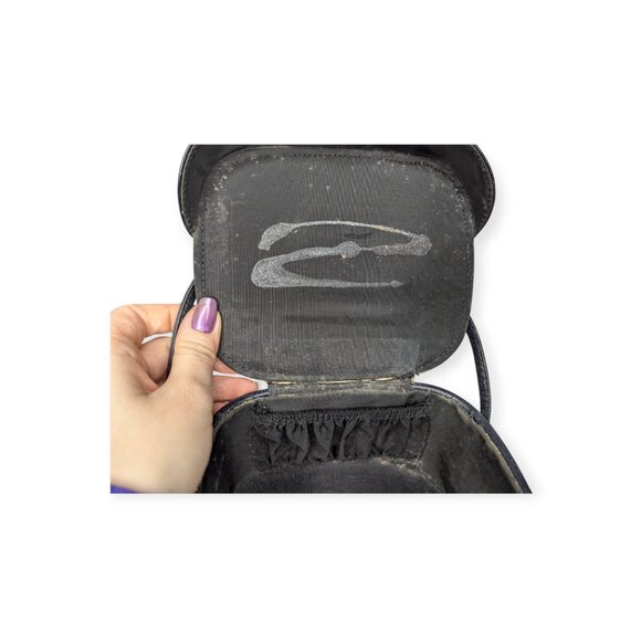 Vintage Black Leather Handbag with Double Handles Snap Closure - Picture 9 of 15